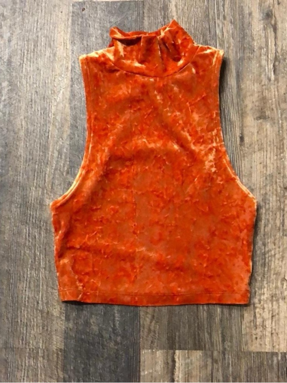 silence + noise Orange Velvet Mock Neck Crop Tank
